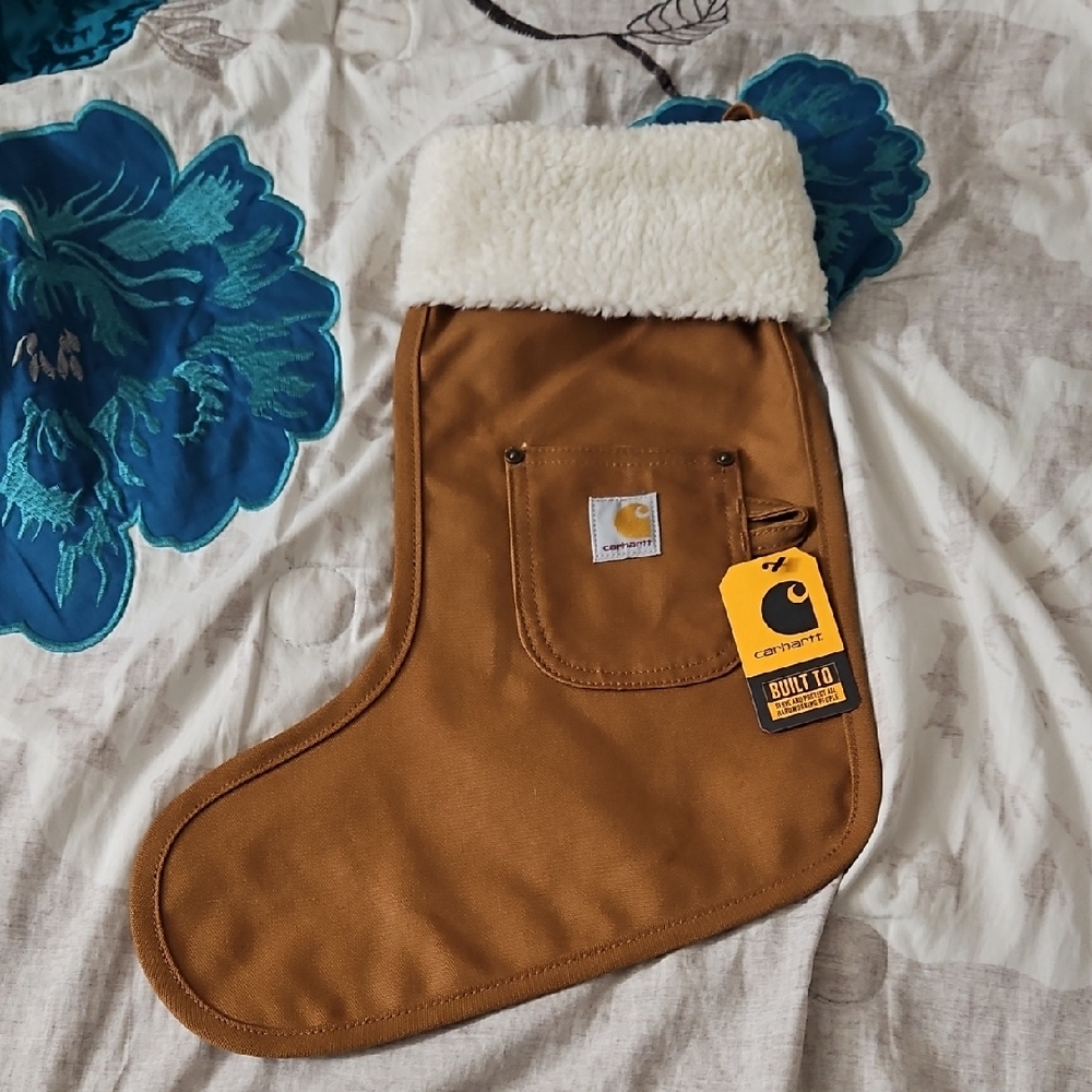 Carhartt Tan Stocking with White Fleece Cuff
